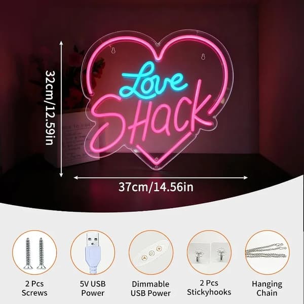 Neonskylt, dimbar LED, USB-driven,37x32cm
