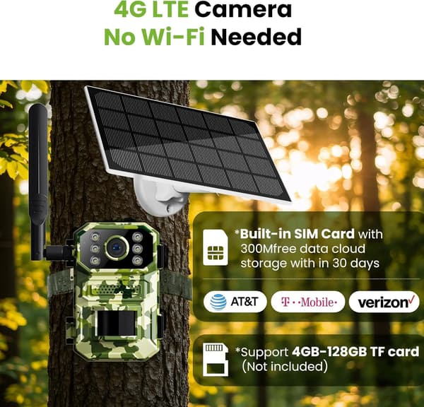 Jagtkamera, 4G LTE-forbindelse, solcelledrevet,Kun kamera
