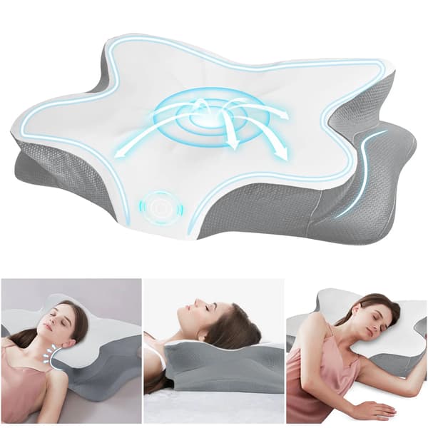 Nackkudde, Minnesskum, Ergonomisk Fjärilsdesign,Vit