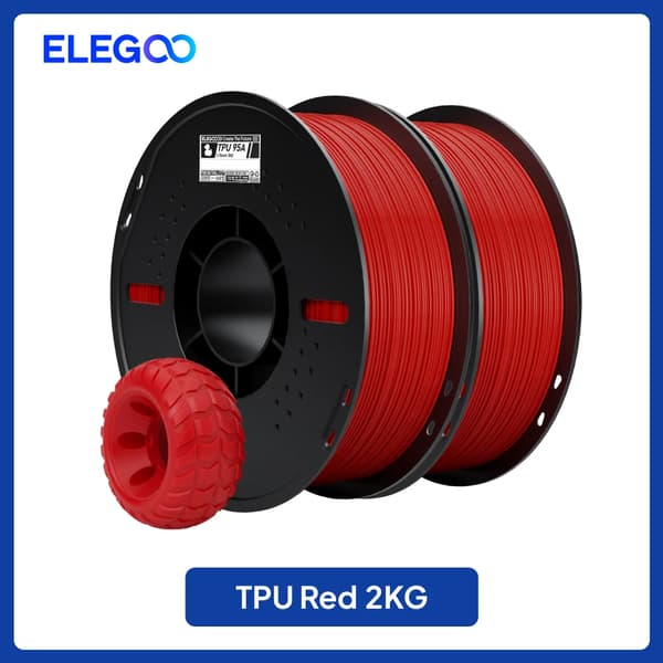 3D-skrivarfilament, flexibelt TPU-material, hög elasticitet,Röd 2kg