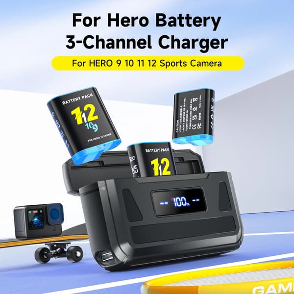 Batteri- og opladerkit, 2000mAh kapacitet, multi-batteri opladning,2PCS og oplader