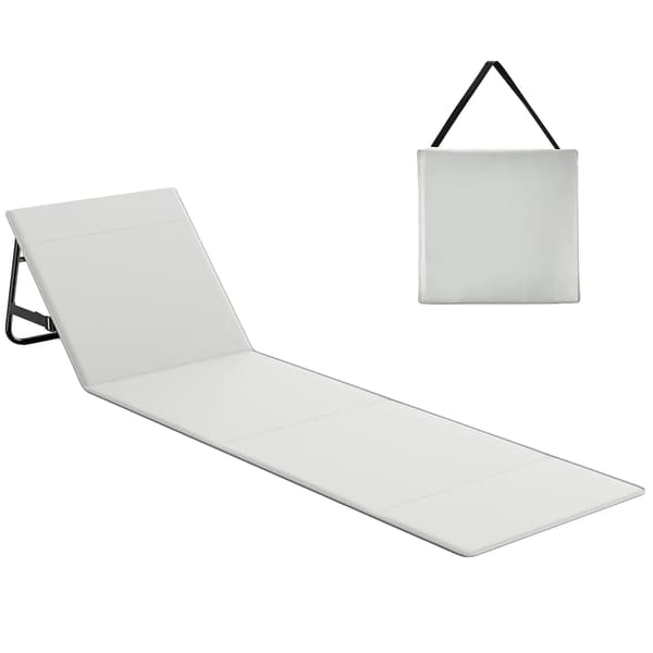 Udendørs Campingstol, Justerbar Ryglæn, Sammenklappeligt Design,Hvid Ris