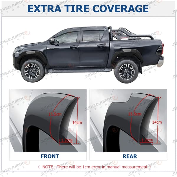 Fender Flares, Holdbart ABS Materiale, Nem Installation,TOYOTA HILUX REVO
