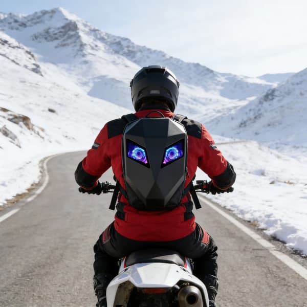 Riding Backpack, Programmerbar LED Skærm, Vandtæt Design,Sort