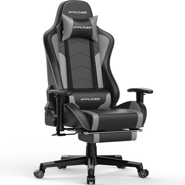 Gamingstol, Bluetooth-högtalare, Ergonomisk Design, Svart-Grå