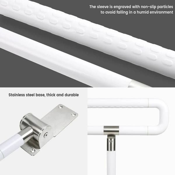 Säkerhetsräcke, Väggmonterad Design, Hög Lastkapacitet,VIT