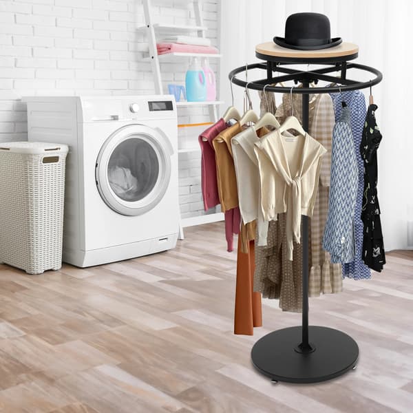 Tøjstativ, 360 Grad Rotation, Robust Stål Konstruktion,sort