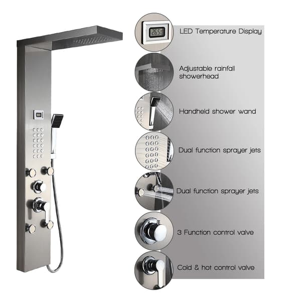 Duschpanel, Multifunktion, LCD-display,Borstad