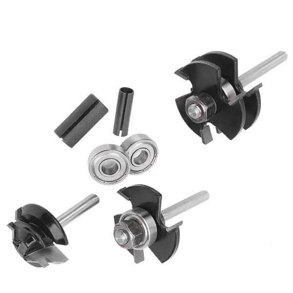 Miter Router Bit, Hårdt Legeringsmateriale, 45° Vinkel, Skaftdiameter 8mm, Inkluderer 2 Lejer, Præcisionsskæringsfunktion