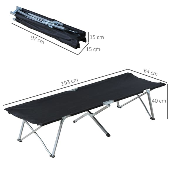 Fällbar Campingbädd, Metallram, Bärbar Design, Svart