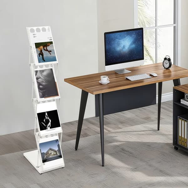 Magasinholder, Foldbar, Lagdelt Design,Hvid