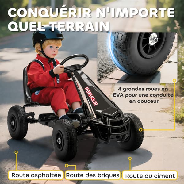 Go Kart, Manuel Kobling, Justerbart Sæde,sort