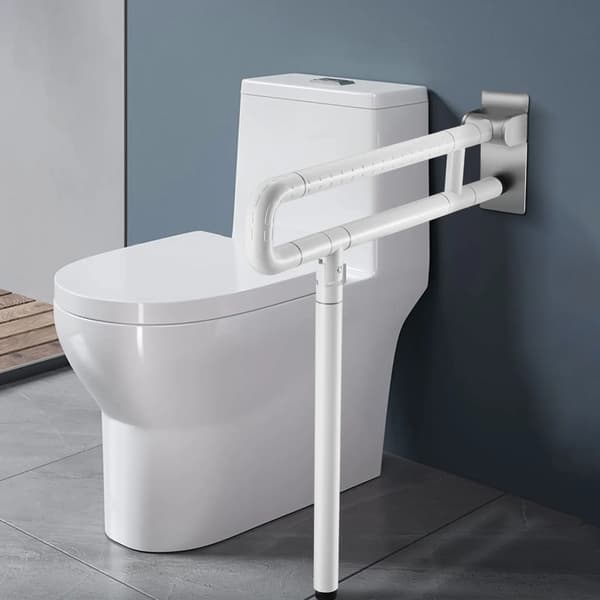 Toalettgrepp, rostfritt stål, vikbar design,VIT