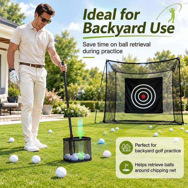 Golfbollsuppsamlare, Justerbar Höjd, Multi-Boll Uppsamling, svart
