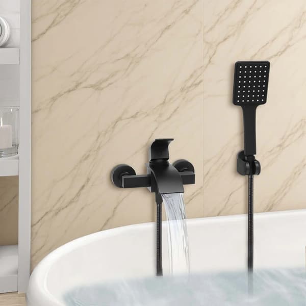 Vattenfall Badblandare, Dubbel Vattenutlopp, Hållbar Design,svart