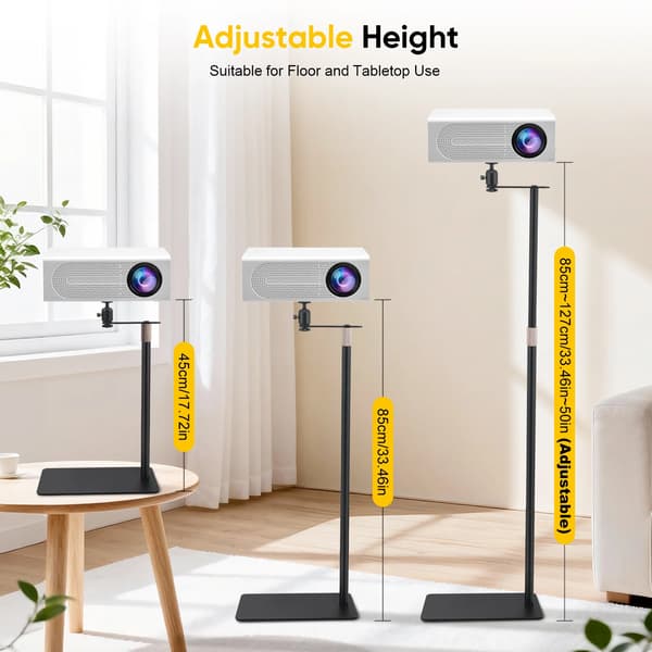 Projektorstand, Justerbar Højde 30-130 cm, 360° Rotation,kun stå