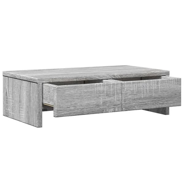 Monitorstand, Dobbelt Opbevaringsskuffer, Ergonomisk Design,Gris