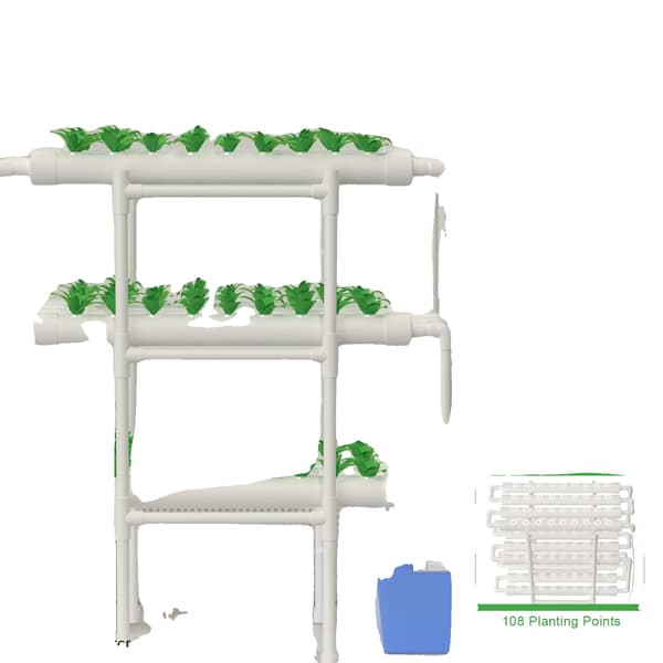 Hydroponiskt växtsystem, PVC-U-material, 3 lager, 108 växtplatser, 12 rör, vertikal trädgårdsdesign