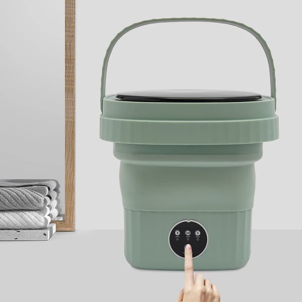 Bærbar Vaskemaskine, Foldbart Design, Effektiv Rengøring,lys grøn