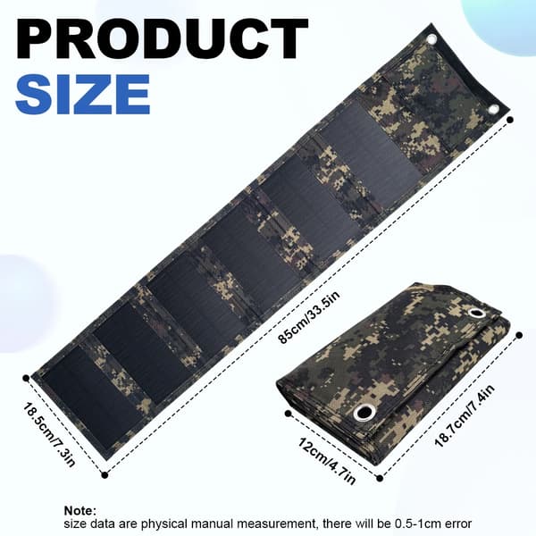 Solpaneloplader, Bærbart Design, Høj Effektivitet,6 Foldbar Camouflage