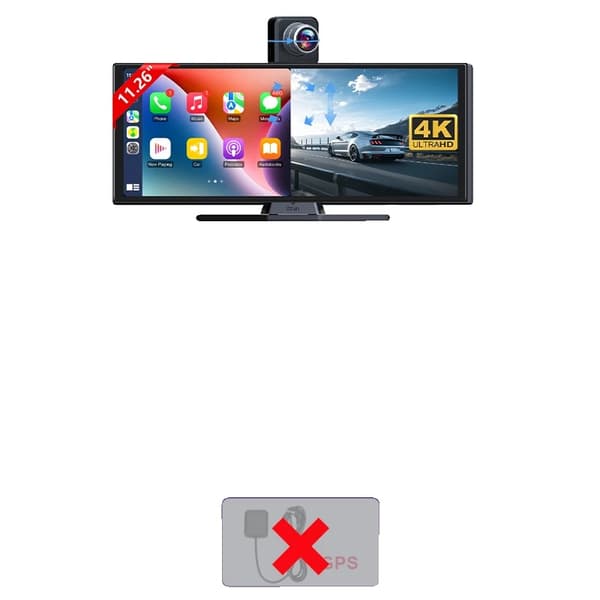 Dashcam, Kaksoislenssi, Langaton CarPlay ja Android Auto,T368-DVR+Z2