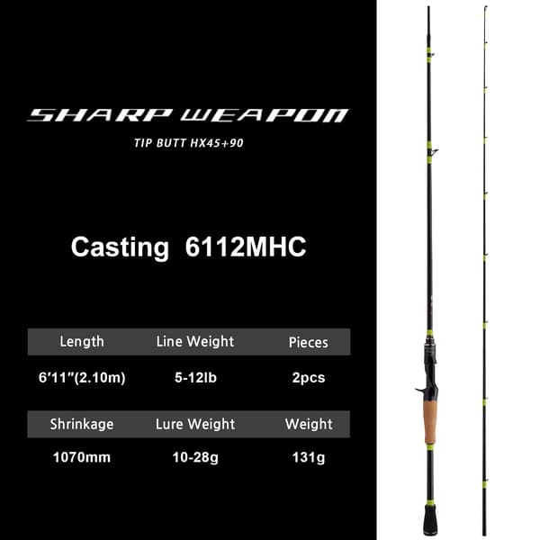 Fiskespö, Snabb Aktion, Teleskopisk Design,SHARP-6112MHC