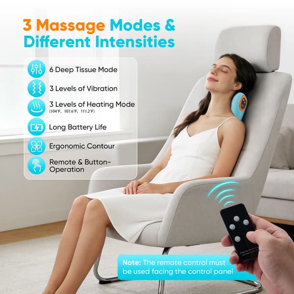 Nackmassagerare, EMS, Värme & Vibration,Blå