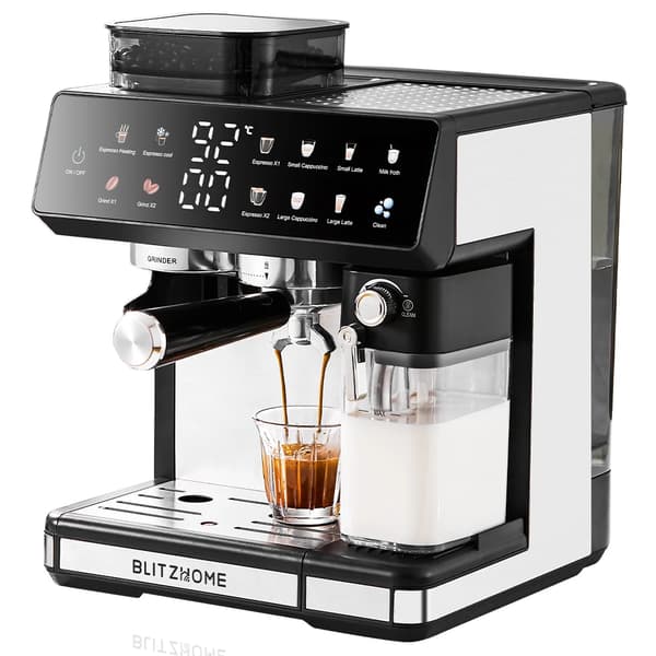 Espresso Kaffemaskine, Indbygget Kværn, Dobbelt Kedel,sort, EU
