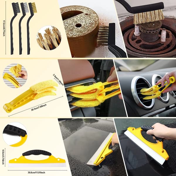 Bilstädningsborstsats, 20-delarsset, Mångsidiga städaccessoarer,20Pcs Set