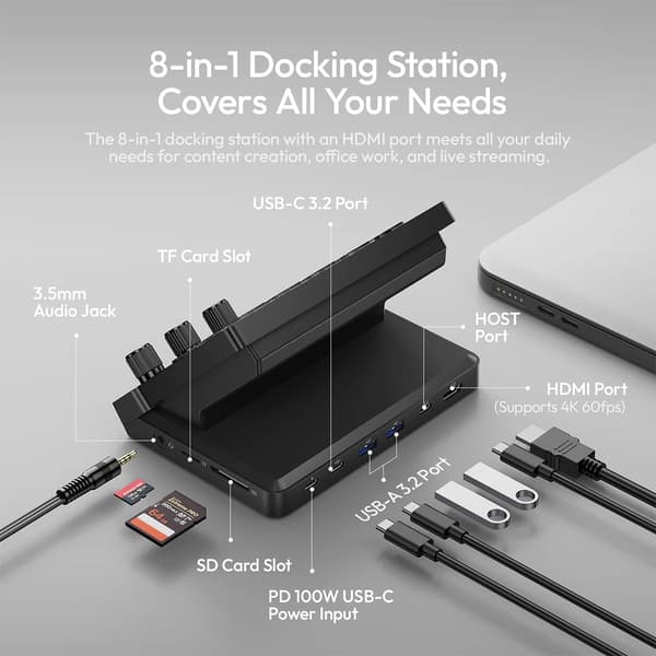 Stream Controller, 14 Tilpasselige Taster, 8-i-1 USB-C Hub,D200X