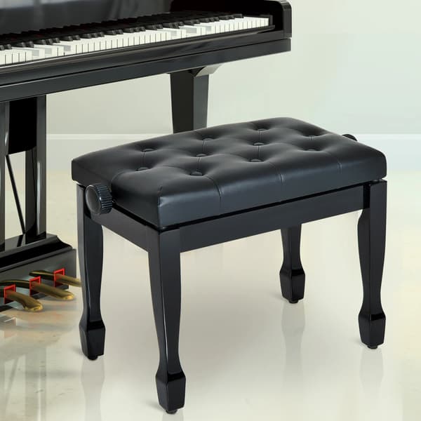 Pianobänk, Justerbar Höjd, Modern Design, svart