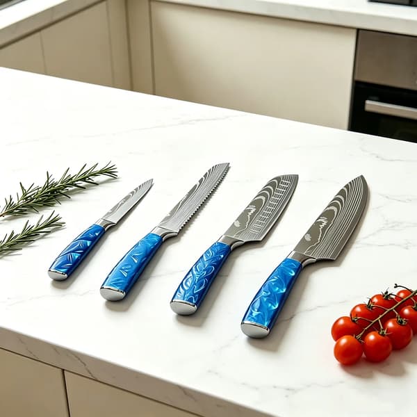 Knivset, Höglegerat Stål, Ergonomiskt Handtag,4PCS