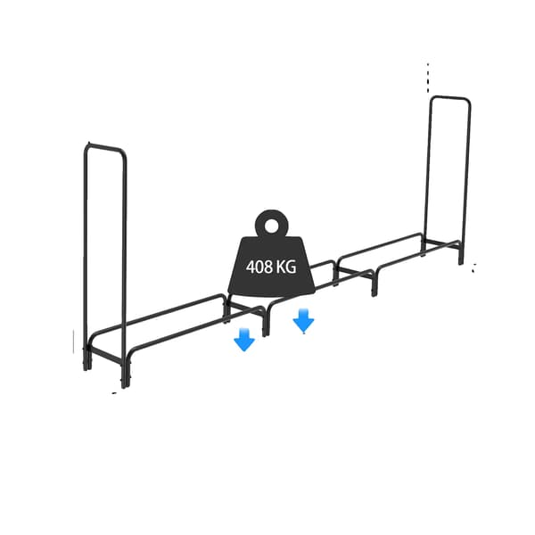 Vedställ, Justerbar Längd, Kraftig Konstruktion,Svart 12ft