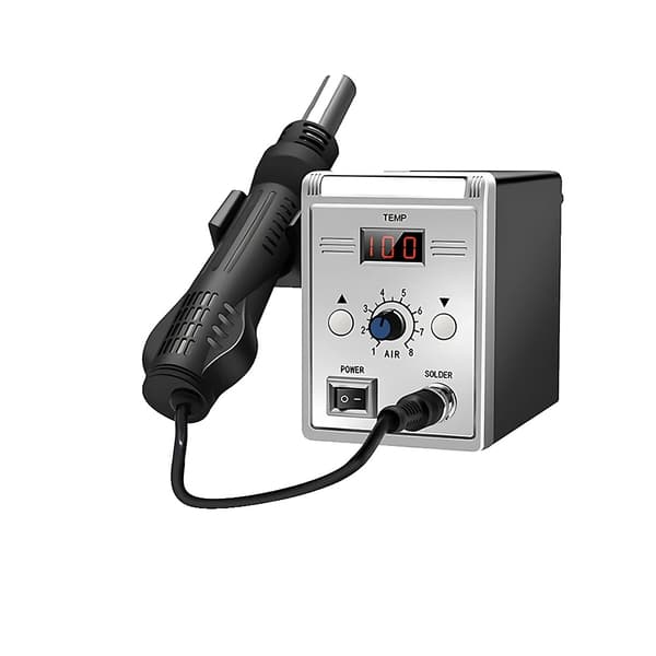 Loddestation med varm luft, 800W, 480 °C maksimal temperatur, justerbar luftstrøm, LED-display, mikrocomputerstyret