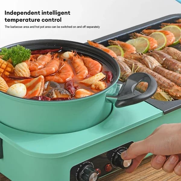 Elektrisk Multikokare, Non-Stick Design, Mångsidig Matlagning,Grön, EU