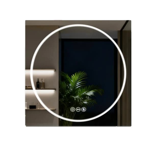 Badrumsspegel, 700x700mm, 36W Effekt, Antimolnig Funktion, Touchsensor Kontroll, 3 Färgtemperaturalternativ