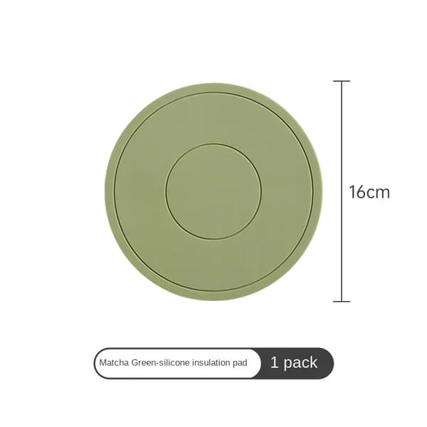 Coaster, Varmebestandig, Silikone Materiale,Rund-d, H45 Matcha grøn, 16cm-d