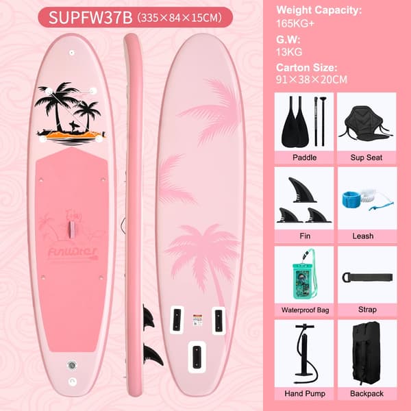 Uppblåsbar SUP-bräda, Hög Stabilitet, Hållbart PVC-material,SUPFW37B