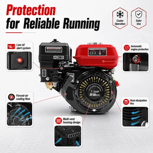 Benzinmotor, 4 kW Effekt, Stille Drift,sort
