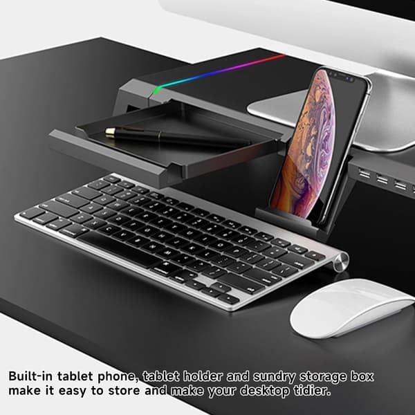 Monitorstand, Justerbar Højde, USB 3.0 Porte,sort