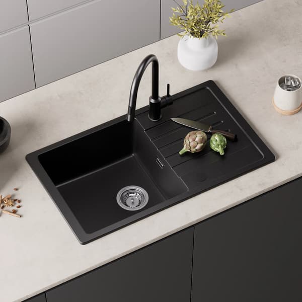 Köksblandare, Rektangulär Form, Självständig Installation,svart
