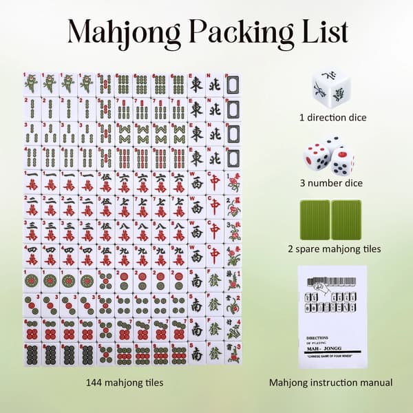 Mahjong Sæt, Højkvalitets Fliser, Fuldstændigt Spil Inkluderer Terninger,A