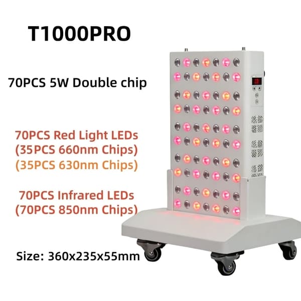LED Lysterapi Panel, EU Stik, Hudfornyelse,T1000PRO med stativ