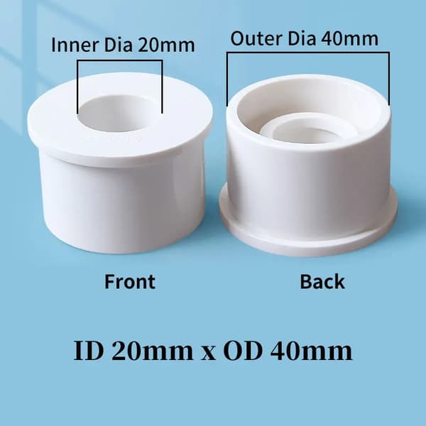 PVC Reducer Bushing, Holdbar Konstruktion, Nem Installation,5Pcs-a, 40-20mm