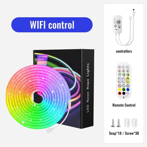 LED-remsor, appkontroll, musiksynk,EU-c, 5M-a, WIFI-a