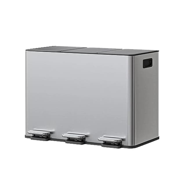 Skräpkorg, Rostfritt Stål, 3-komponentsdesign,silver