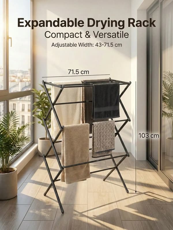 Tøjstativ, Foldbart Design, Multi-Lag Kapacitet,sort