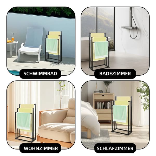 Håndklædeholder, Fritstående Design, Rustbestandig,sort
