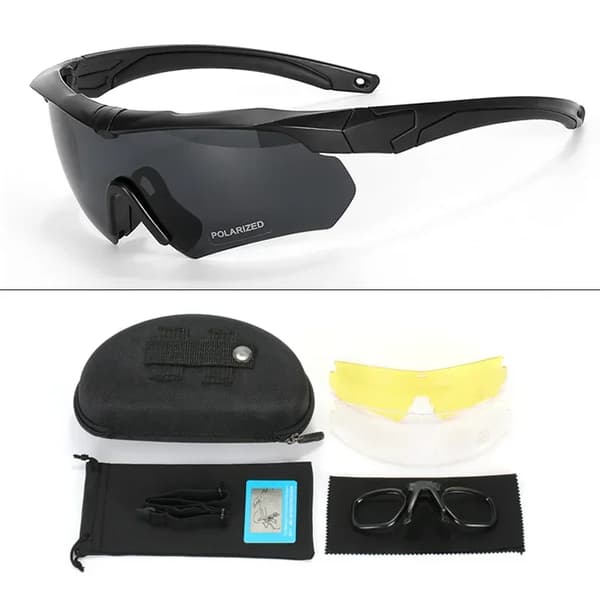 Militära taktiska goggles, polariserade linser, stötresistenta,Svart-polariserad lins