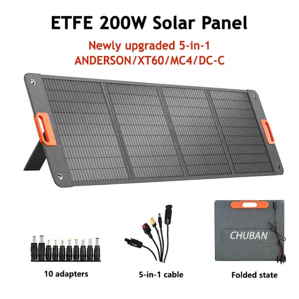 Solpanel, Bärbar Design, Hög Effektivitet,200W -NY